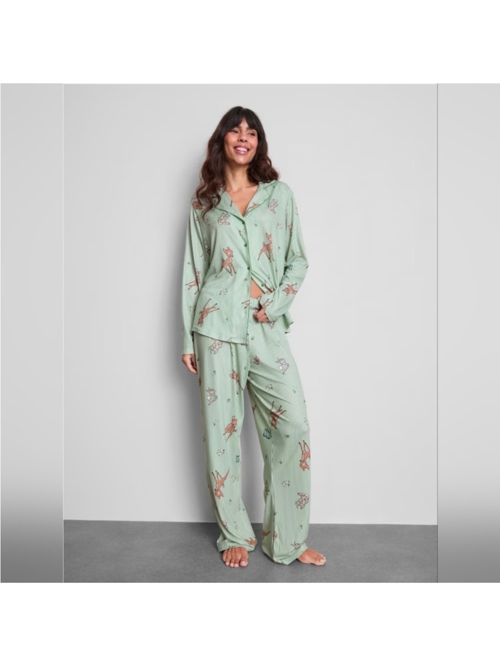 Disney/Primark Bambi Women's Mint Green Printed Pajama Set